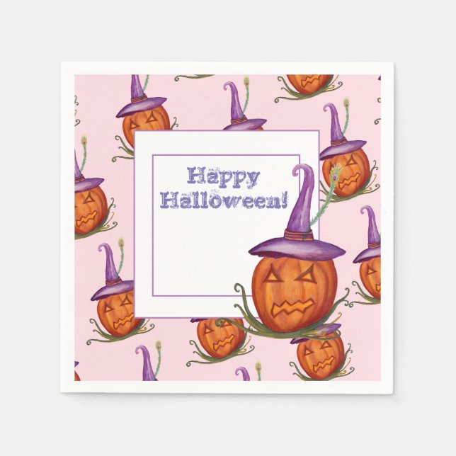 Serviettes en papier Citrouille d'Halloween (Devant)