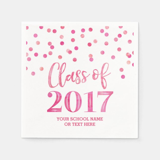 Serviettes En Papier Classe Confetti d'aquarelle rose de 2017 (Devant)