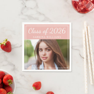 Serviettes En Papier Classe de 2025 Blush Pink Graduation Party Photo
