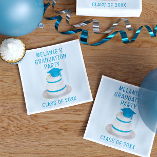 Serviettes En Papier Classe de Graduation Party Blue Napkins