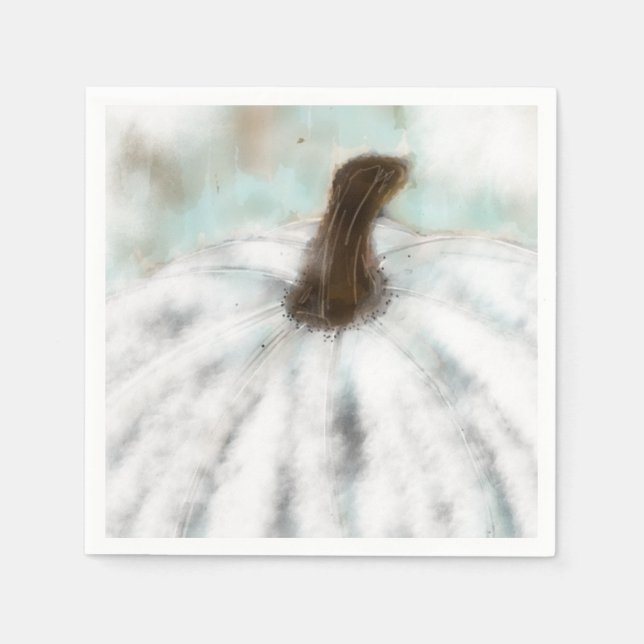 Serviettes En Papier Cocktail Citrouille blanc serviettes (Devant)