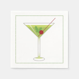 Serviettes En Papier Cocktail de Noël Napkin avec martini olive