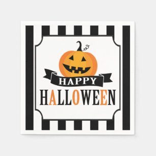 Serviettes En Papier Cocktail Halloween noir et blanc Napkin