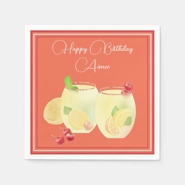 Serviettes en papier Cocktails de Fruits Joyeux An (Devant)