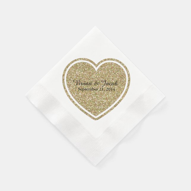 Serviettes En Papier Coeur d'or personnalisées mariage serviette (Coin)