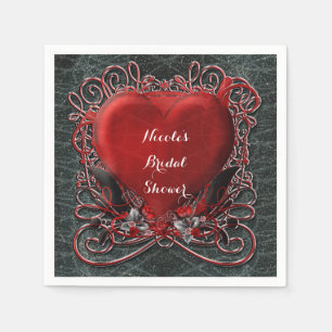 Serviettes En Papier Cœur rouge et roses gothiques Saint-Valentin maria