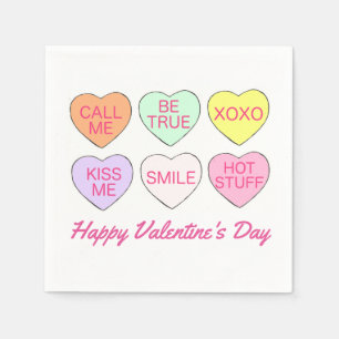 Serviettes En Papier Coeurs de conversation de bonbons Heureuses Sainte