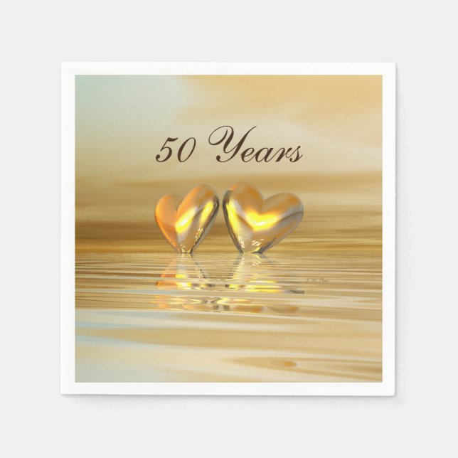 Serviettes En Papier Coeurs d'or (Devant)