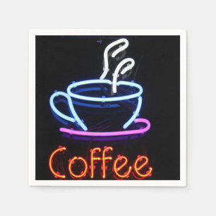Serviettes En Papier Coffee Cup Neon Sign Party Napkins
