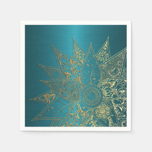 Serviettes En Papier Conception tirée par la main de henné mignon de