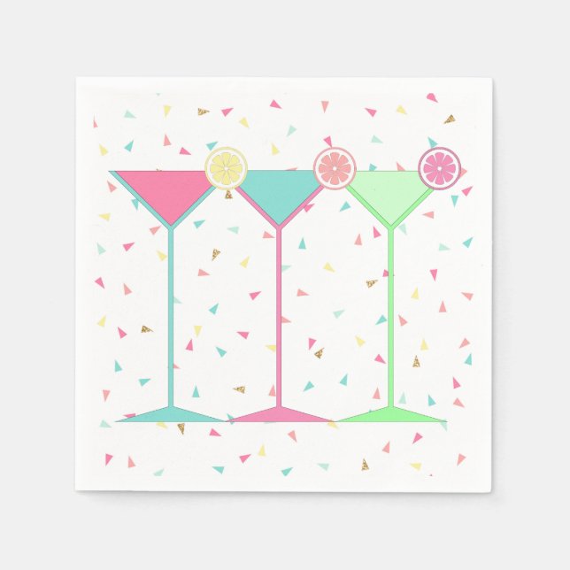 Serviettes en papier Confetti, Cocktail Martini ! (Devant)