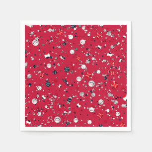 Serviettes En Papier Confetti de baseball, NAPKINS DU PARTI Red PAPER