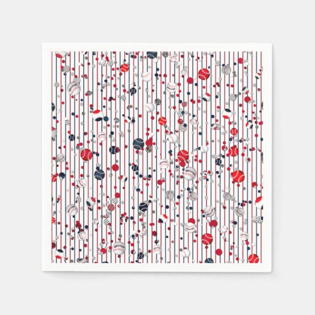 Serviettes En Papier Confetti de baseball, Pinstripes PAPER PARTY NAPKI (Devant)