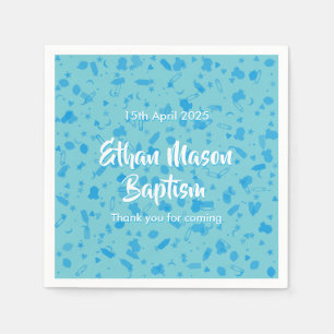 Serviettes En Papier Confettis Bleu Bébé Baptême