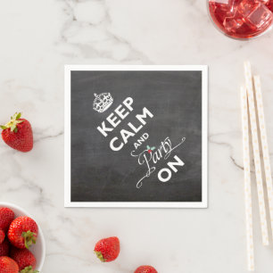 Serviettes En Papier Conserver Le Calme Et La Fête Sur Chalkboard Drôle
