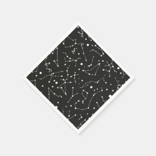 Serviettes En Papier Constellations blanches et noires