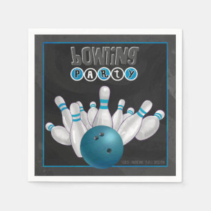 Serviettes En Papier Cool Blue Bowling Party Papier serviettes
