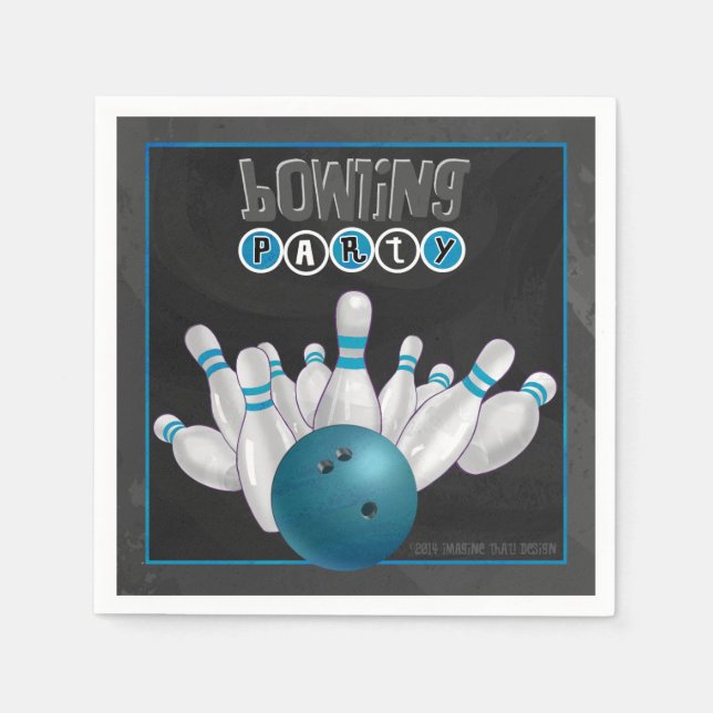 Serviettes En Papier Cool Blue Bowling Party Papier serviettes (Devant)