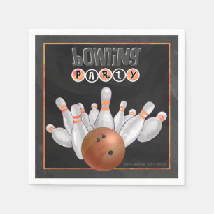 Serviettes En Papier Cool Orange Bowling Party Papier serviettes