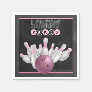 Serviettes En Papier Cool Pink Bowling Party Papier serviettes