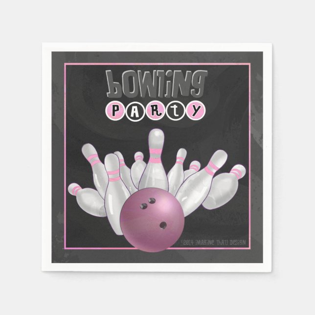 Serviettes En Papier Cool Pink Bowling Party Papier serviettes (Devant)