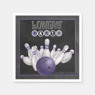 Serviettes En Papier Cool Purple Bowling Party Papier serviettes