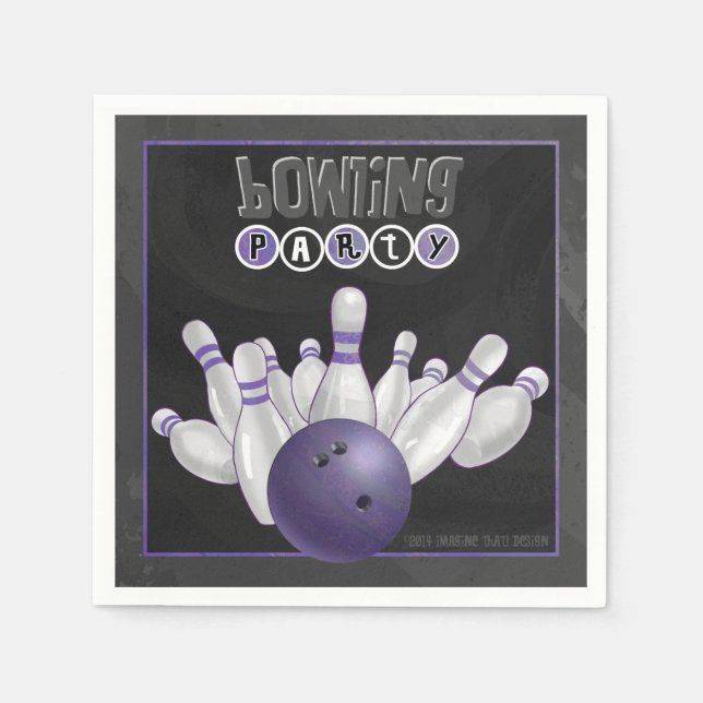 Serviettes En Papier Cool Purple Bowling Party Papier serviettes (Devant)