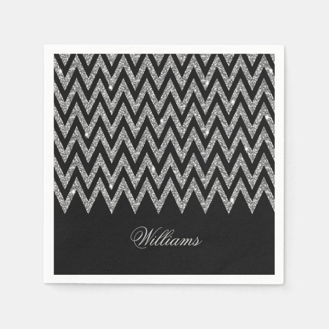 Serviettes En Papier Cool tendance chevron zigzag faux parties scintill (Devant)