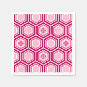 Serviettes En Papier Copie, Bourgogne et rose hexagonaux de kimono
