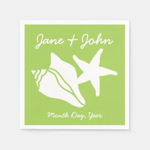 Serviettes En Papier Coquillages d'été dans les serviettes de Peridot