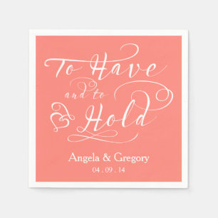 Serviettes En Papier Corail à avoir et à tenir Mariage personnalisé