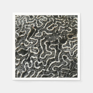Serviettes En Papier Corail noir et blanc II Abstrait Nature Photo