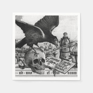 Serviettes En Papier Corbeau et crâne humain
