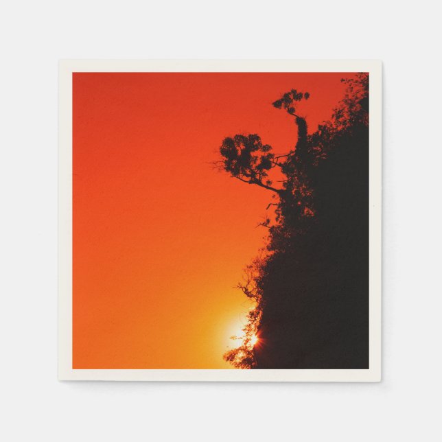 Serviettes En Papier Coucher de soleil Silhouette (Devant)