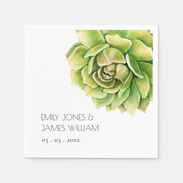 SERVIETTES EN PAPIER COULEUR D'EAU VERT VIBRANT SUCCULENT PERSONNALISÉ (Devant)
