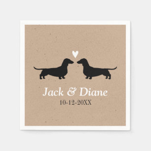 Serviettes En Papier Couple Mariage Dachshund avec texte personnalisé