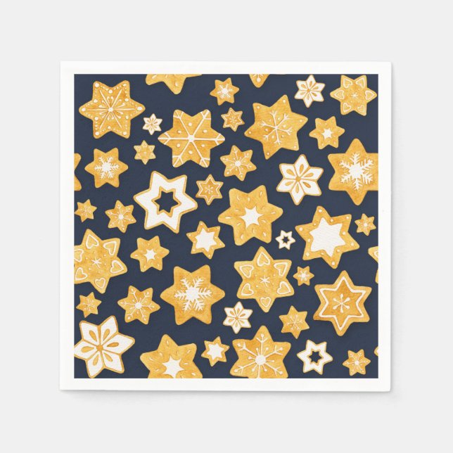 Serviettes En Papier Couronne de biscuits de Noël avec Arrière - plan g (Devant)