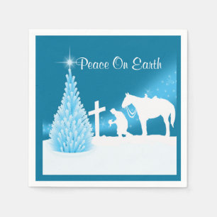 Serviettes En Papier Cowboy de Noël occidental priant