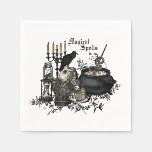 Serviettes En Papier Crâne d'Halloween vintage moderne