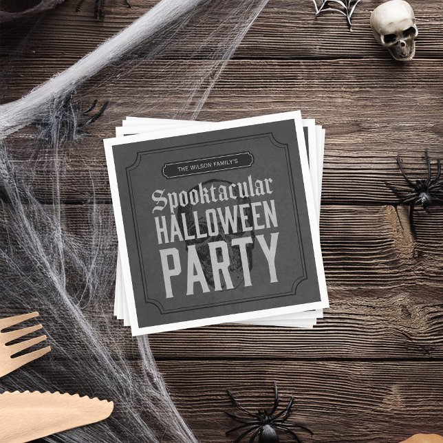 Serviettes En Papier Crâne gris Spooktacular Halloween Party (Créateur téléchargé)