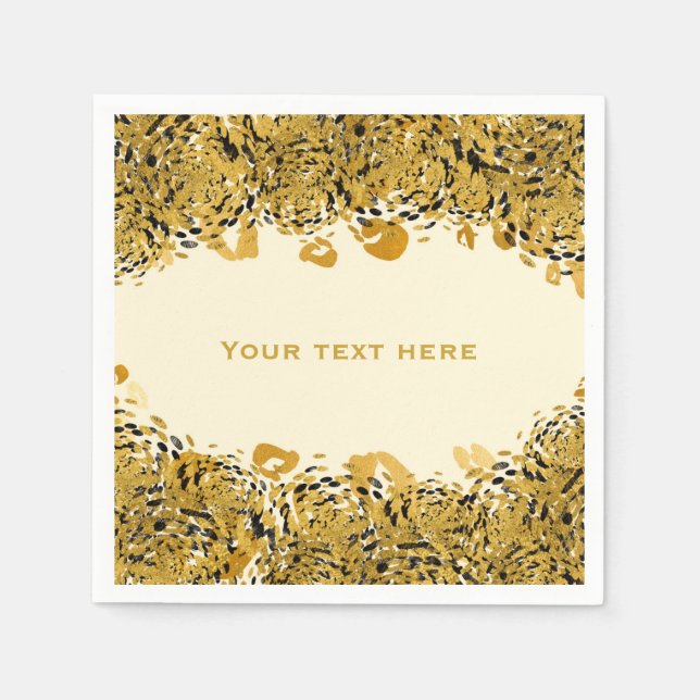 Serviettes En Papier Crème Cheetah Gold & Black Exotic Jungle (Devant)