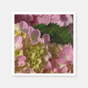 Serviettes En Papier Crème rose Hydrangeas jaune rose vert floral