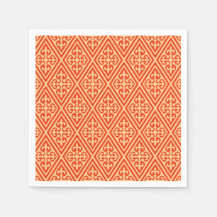 Serviettes En Papier Croix médiévale Damask - Coral Orange and Peach
