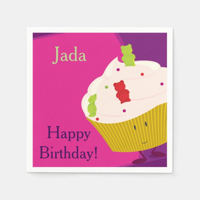 Serviettes En Papier Cupcake de l'ours gommé | Papier (Devant)