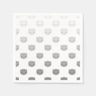 Serviettes En Papier Cute Chat fait face à Motif gris