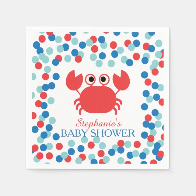 Serviettes En Papier Cute Confetti Baby shower de crabe Nautique Napkin (Devant)