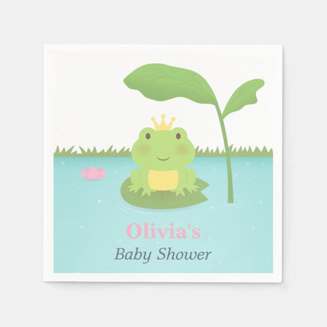 Serviettes En Papier Cute Frog Prince Boy Baby shower Fournitures (Devant)