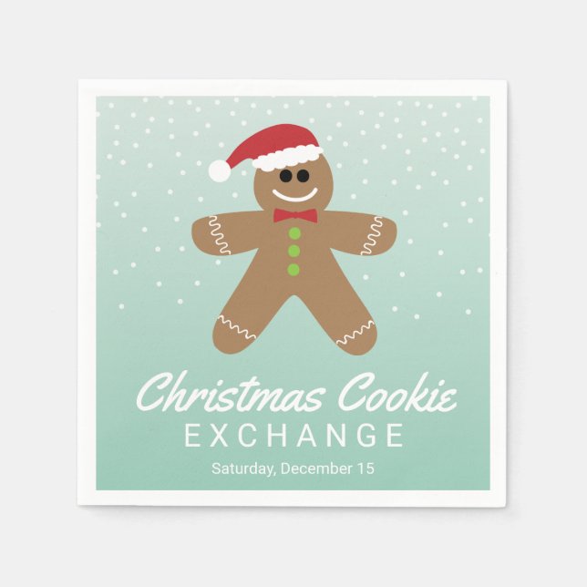 Serviettes En Papier Cute Gingerbread Man Christmas Cookie Exchange (Devant)