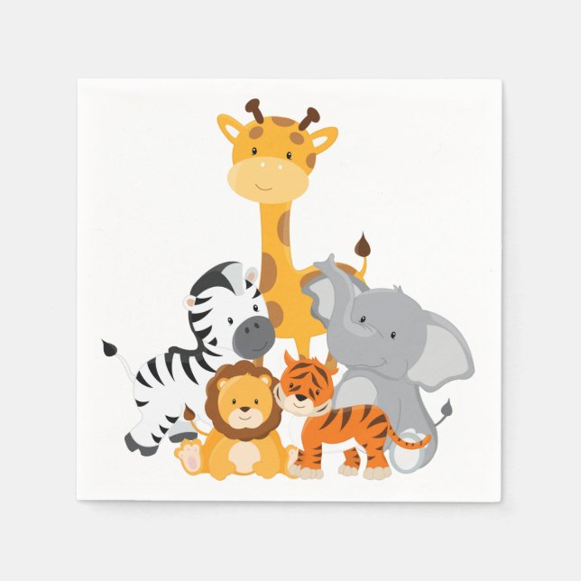 Serviettes En Papier Cute Jungle Baby Papier animal serviettes (Devant)