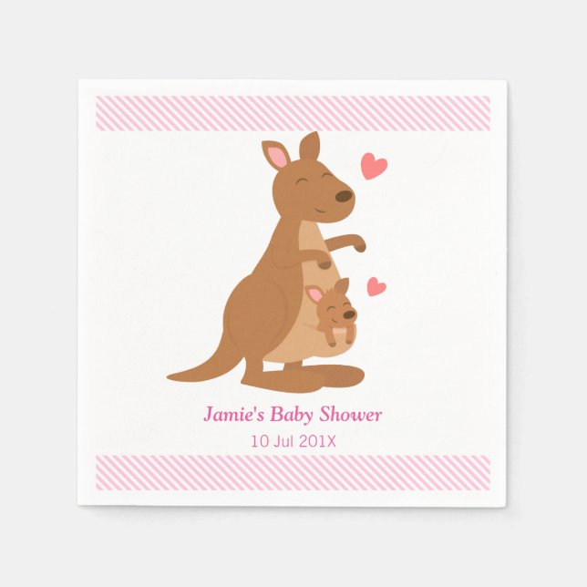 Serviettes En Papier Cute Kangaroo Baby shower (Devant)